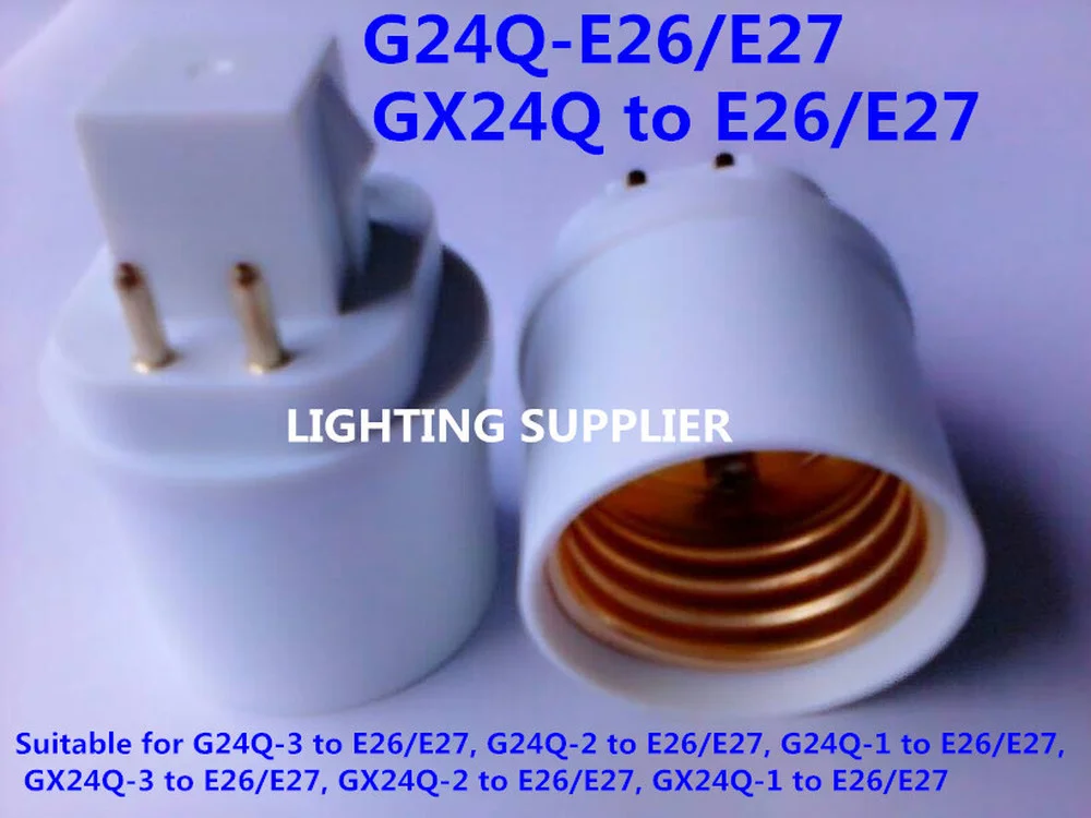 

20pcs/lot GX24 to E27 Adapter GX24Q to E27 E26 Lamp LightLamp Adapter G24 To E27 Socket Base Bulb Adapter lamp holder Converter