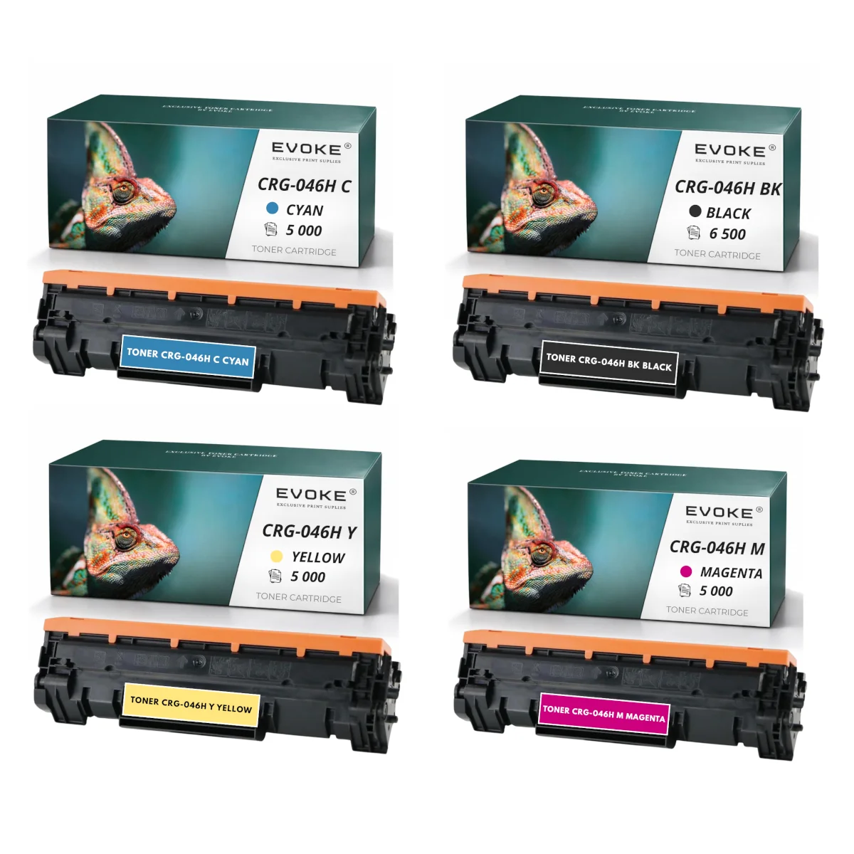 Evoke Compatibele Toner voor Canon Crg-046H Crg046H 046H 4X Cmyk: Zwart, Cyaan, Magenta, Geel 21500 Pagina's I-Sensys Lbp653Cdw Lbp654Cdw Lbp654Cx; Mf731Cdw 732Cdw 733Cdw 734Cdw 735Cdw 735Cx