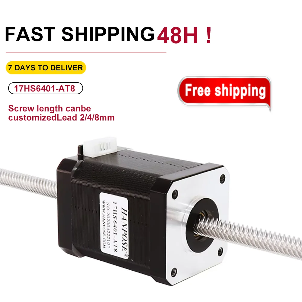 NEMA 17 Through screw stepper motor 42HA60-T8*8 100MM linear stepper motor 1.7A 70N.cm  For 3D printer accessories