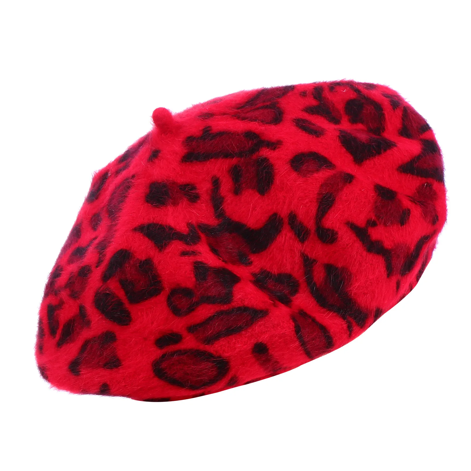 1pc boina chapéu leopardo impressão macio quente gorro para mulheres moda inverno primavera outono wearable confortável elegante chapéu