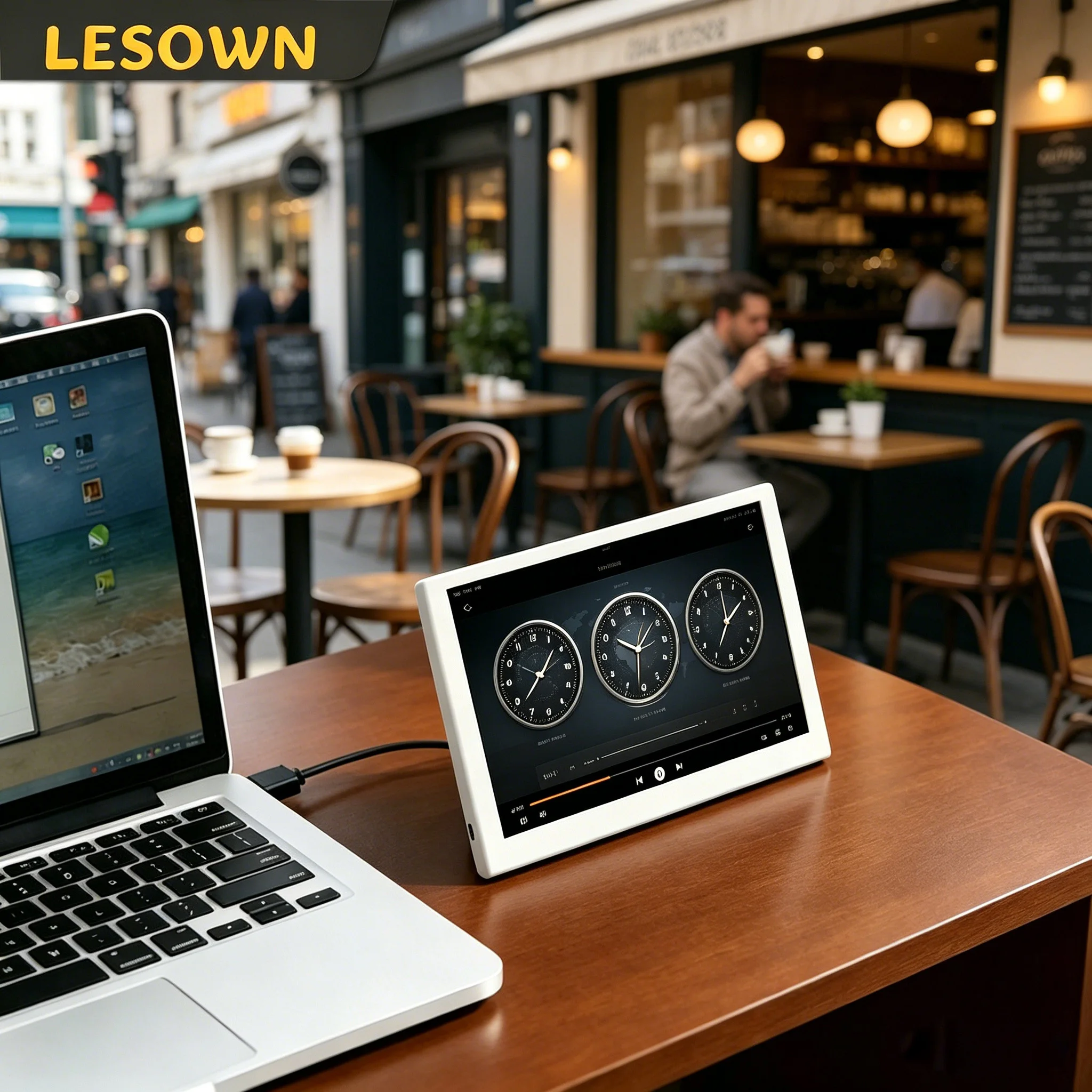 LESOWN 5 Inch 800x480 IPS LCD Auxiliary Monitor Ultra Slim Travel Display Secondary Screen Mini Monitor for Clock announcement