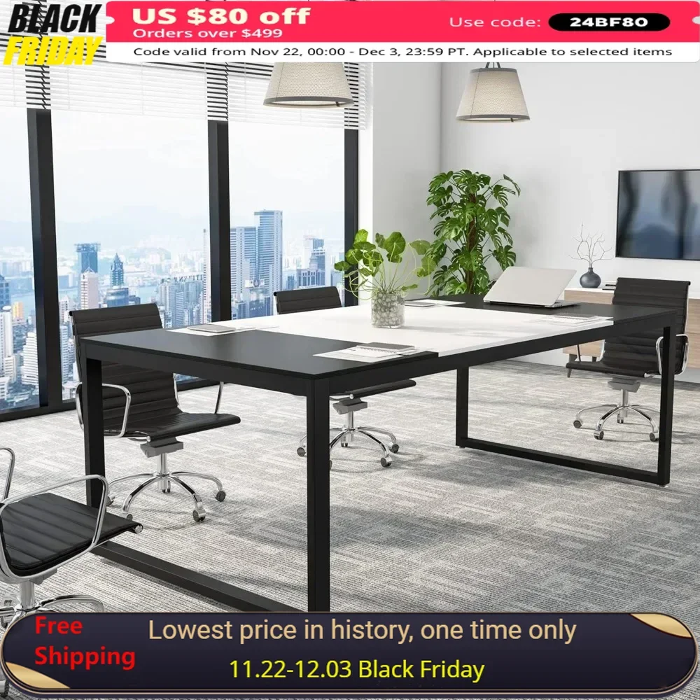 

6FT Conference Table, Modern Seminar Boardroom Tables for Office, 70.86"L X 35.43 W X 29.52"H Rectangle Shaped Conference Table