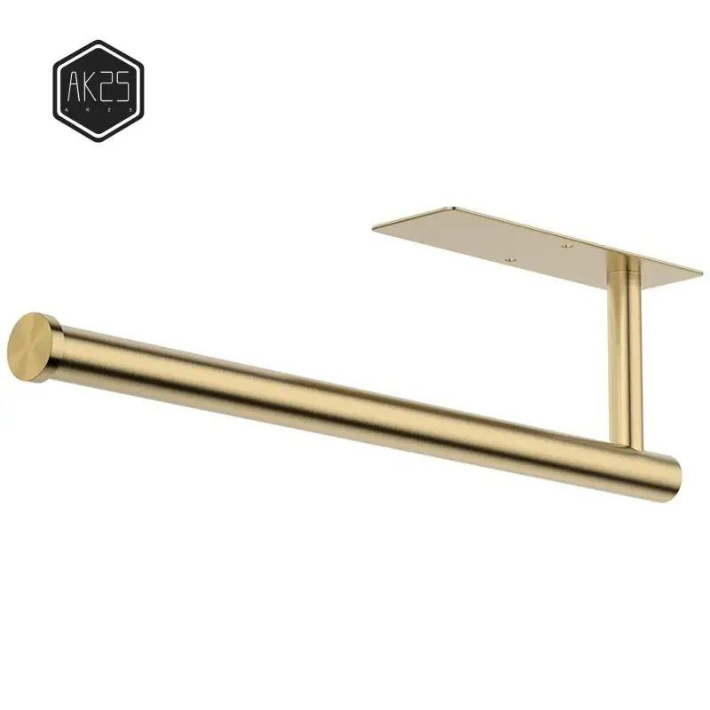 

AK25-Paper Towel Holder Under Cabinet, Self-Adhesive,No Drilling, Stainless Steel, Wall-Mounted For Kitchen, Home, RV