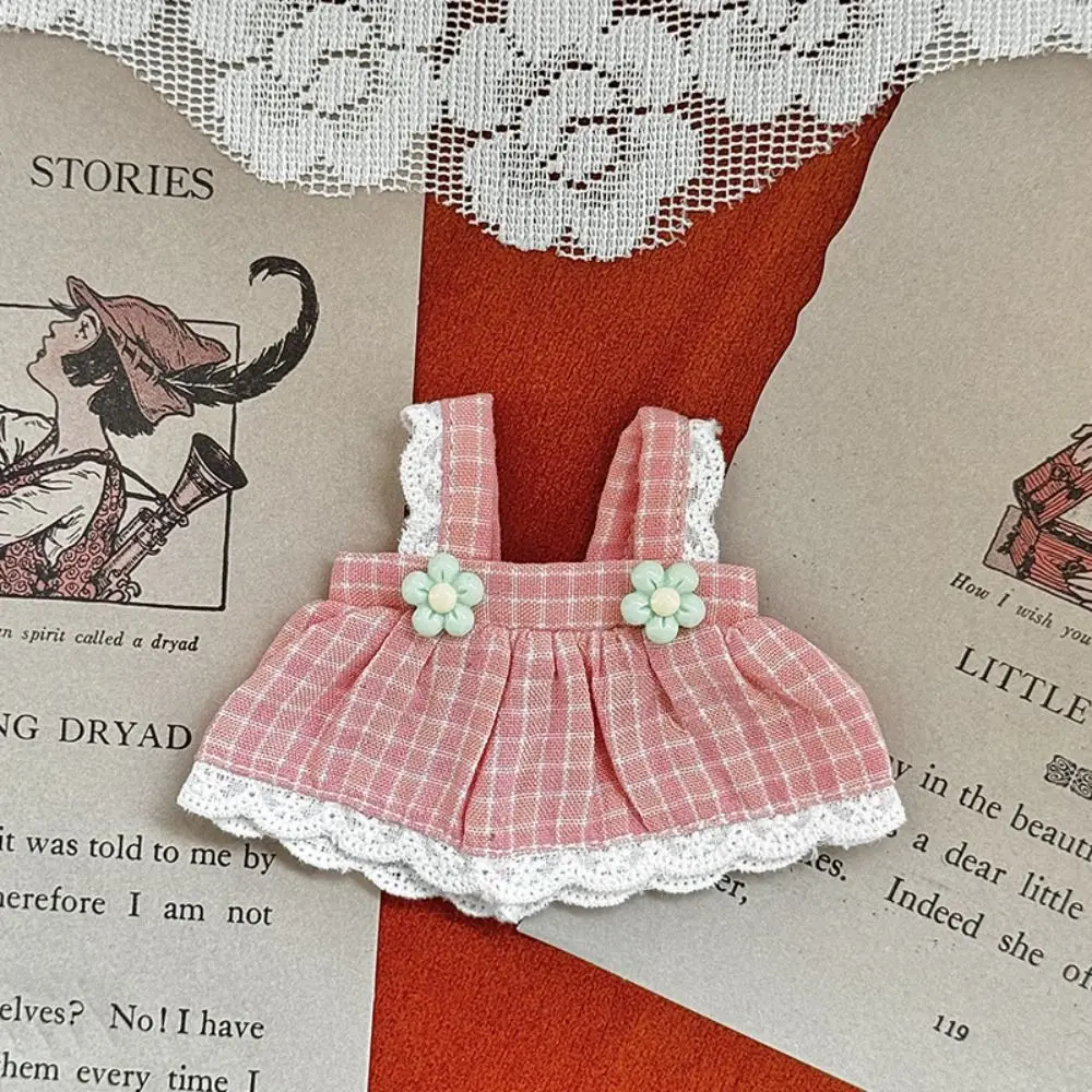 Ours décoration nœud poupée habiller vêtements coton Plaid mignon exquis poupée jupe rose Mini Kawaii Mini poupée jupe enfants cadeaux