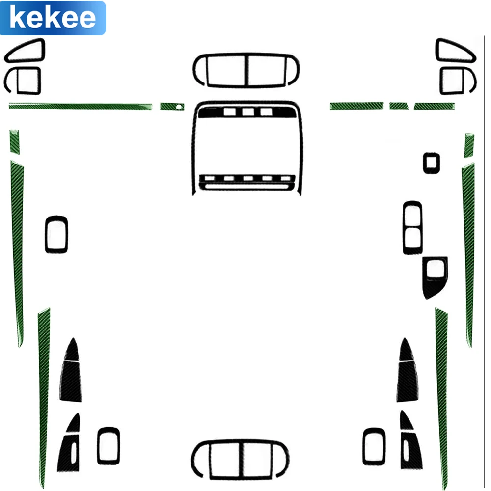 

For Porsche Cayenne S Gts 2003-2010 Customized Full Set Kit Piano Black Green Carbon FIber Sticker Car Interior Accessories