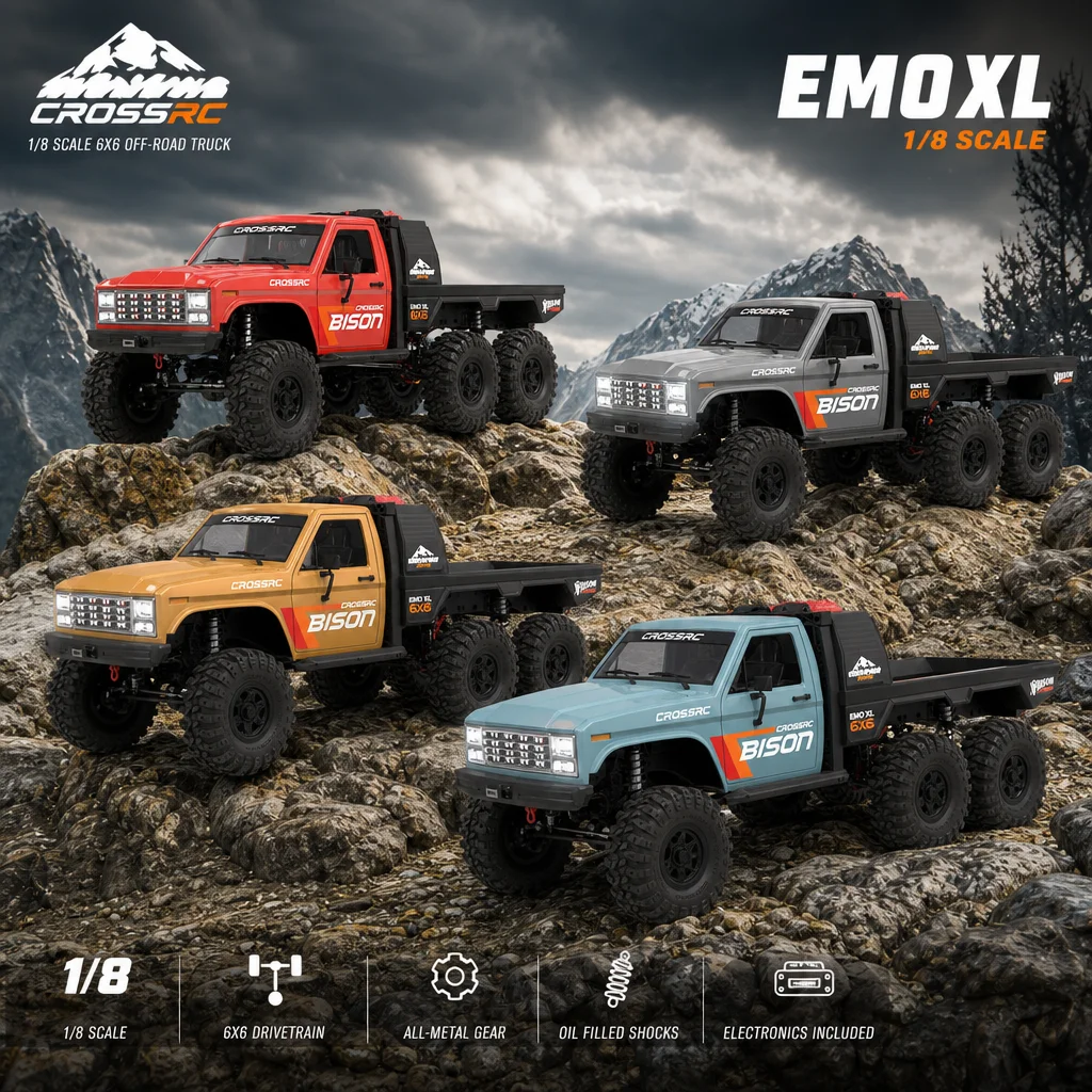 CROSSRC EMO XL Bison 1/8 Scale 6X6 Drive Electric Remote Control Off Road Crawler Truck RTR All Terrain Hobby Model Vehicle Toy