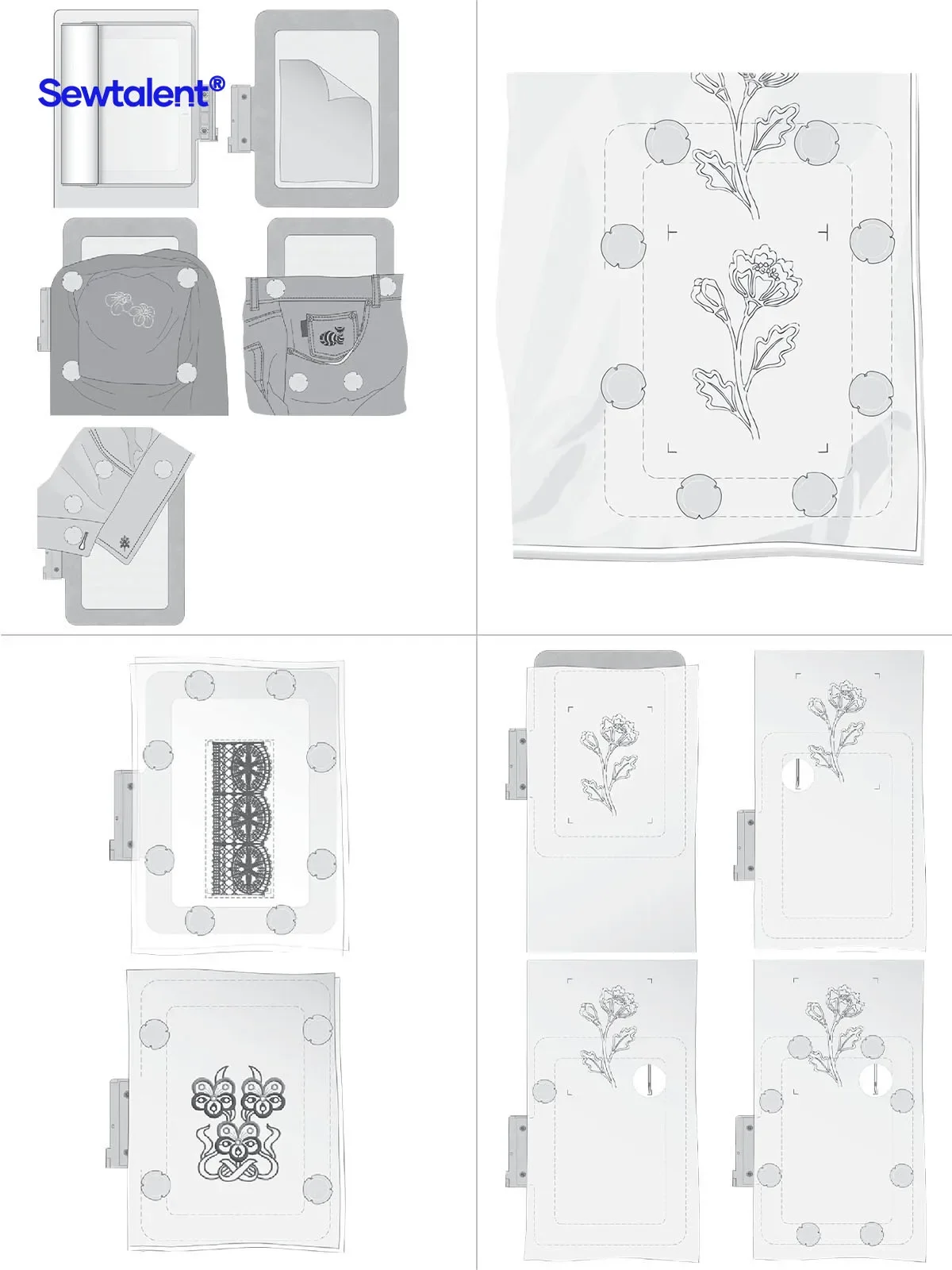 

Pfaff metal ring 260x200mm magnetic embroidery hoop for Pfaff creative vision Viking DESIGNER RUBY sewing embroidery machines