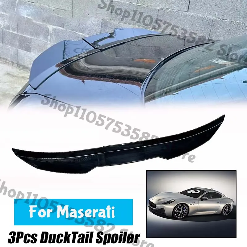 3Pcs Ducktail High Kick Trunk Spoiler For Maserati Universal Rear Boot Wing For Multi Models Car