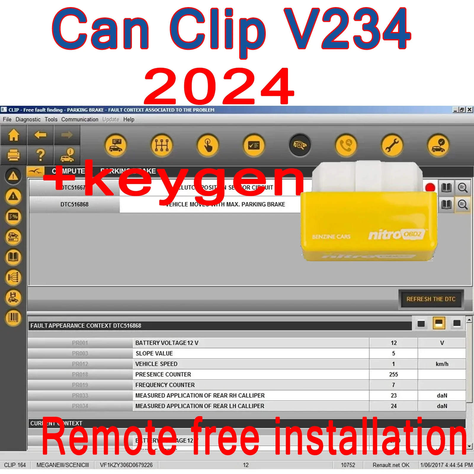 

2024 Can Clip V234 Latest Software For Renault OBD2 Diagnostic software+ Gift Nitro Auto Repair Software HGWU