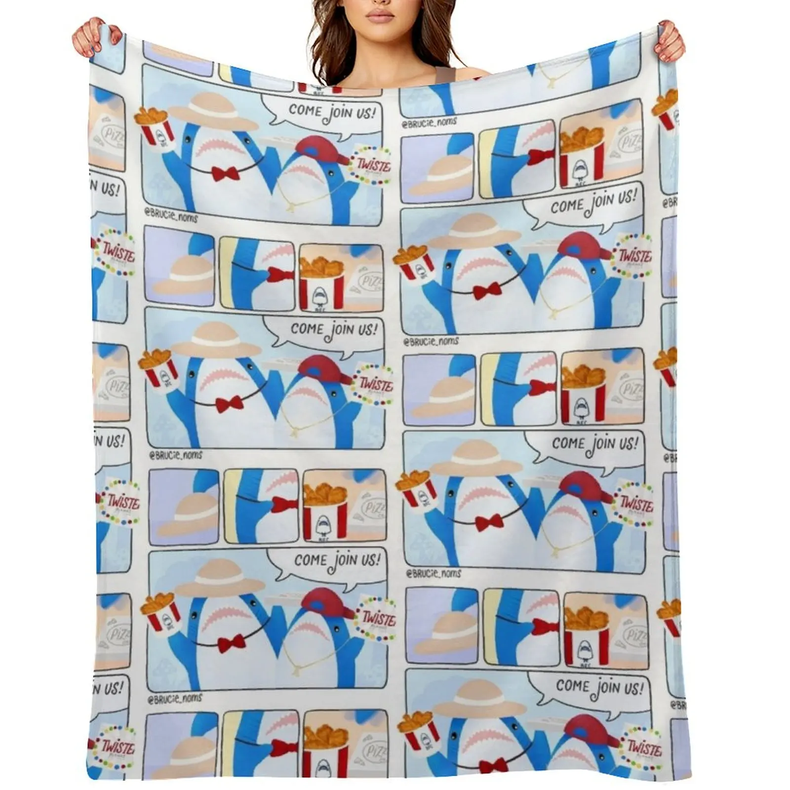 

Blahaj comic: picnic party Throw Blanket Hairys Blankets Sofas Of Decoration Decorative Beds decorative Blankets