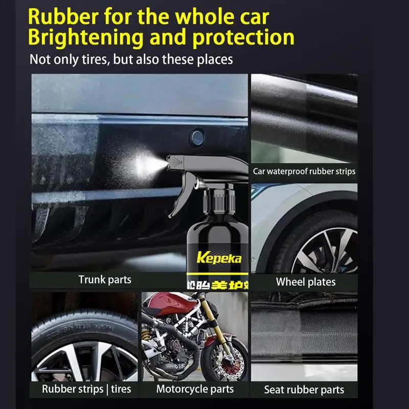 Car Tire Polish Wax 500ml Tire Brightener With Applicator Sponge Long Lasting Protection Car Tire Cleaning Spray For Car Truck image 4
