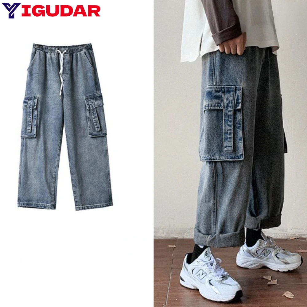 

Straight Pants Men Casual Jeans Hip Hop Streetwear Loose Trouser Male Jeans men cargo Pants pantalones hombre y2k baggy jeans