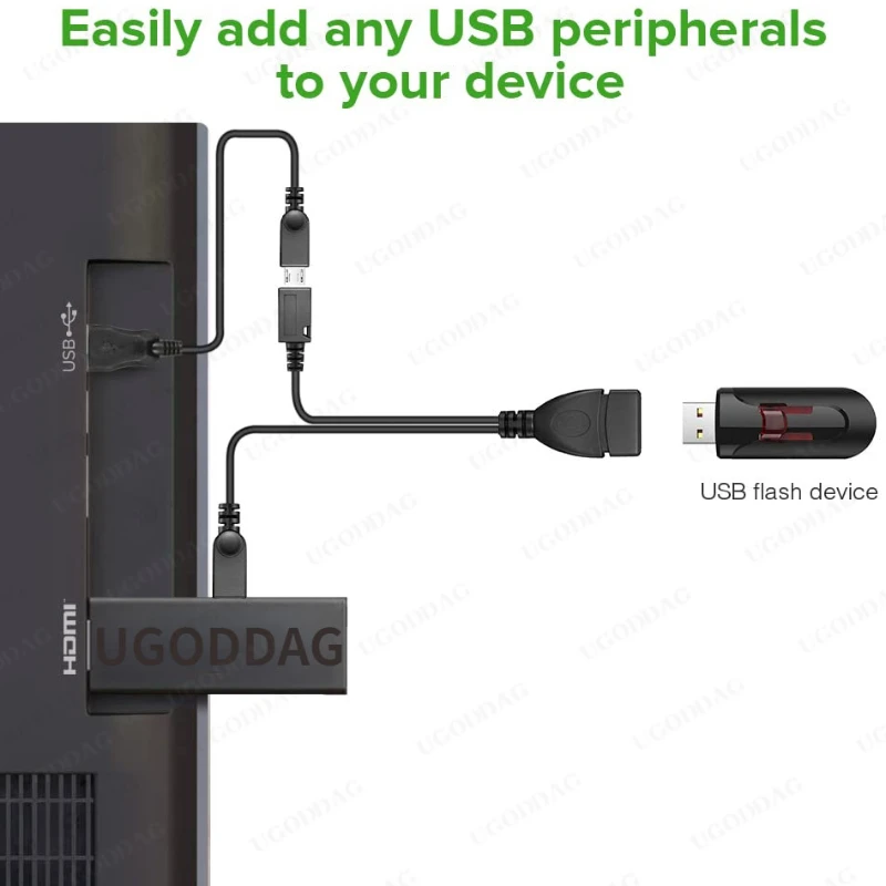 미니 마이크로 USB OTG 어댑터 호스트 전원 Y 분배기 USB-마이크로 5 핀, 남성 여성 케이블 화재 스틱 안드로이드 전화 액세서리