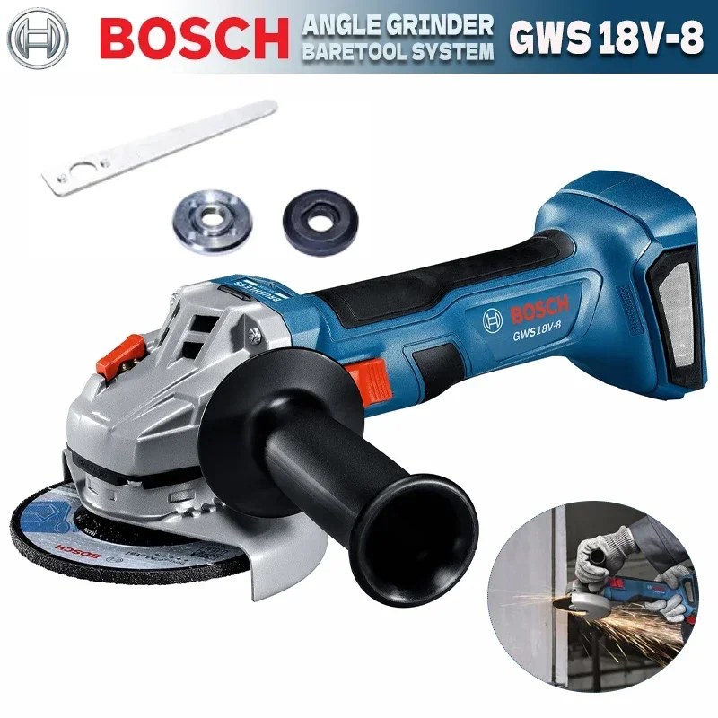 BOSCH GWS 18V-8 Cordless Angle Grinder 18V Professional Brushless 100MM Slide Switch Cutting Grinding Bosch Power Tools GWS18V-8