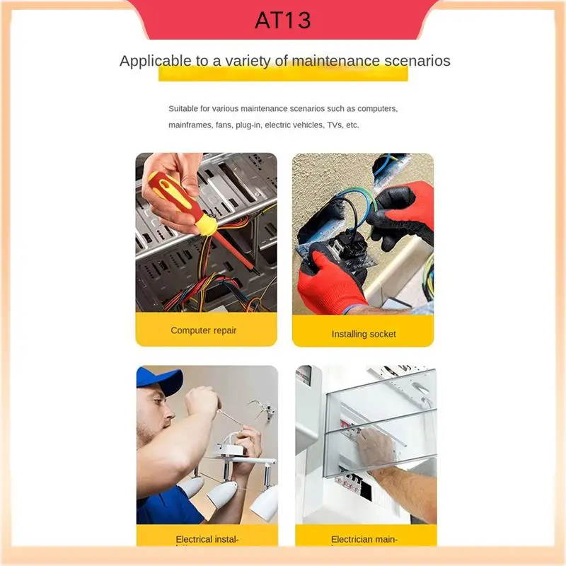 

AT13 Insulated Screwdriver Set, Plums Blossom Cross, Flat Head, Bag, Home Maintenance Electrician Anti-Electric Screws