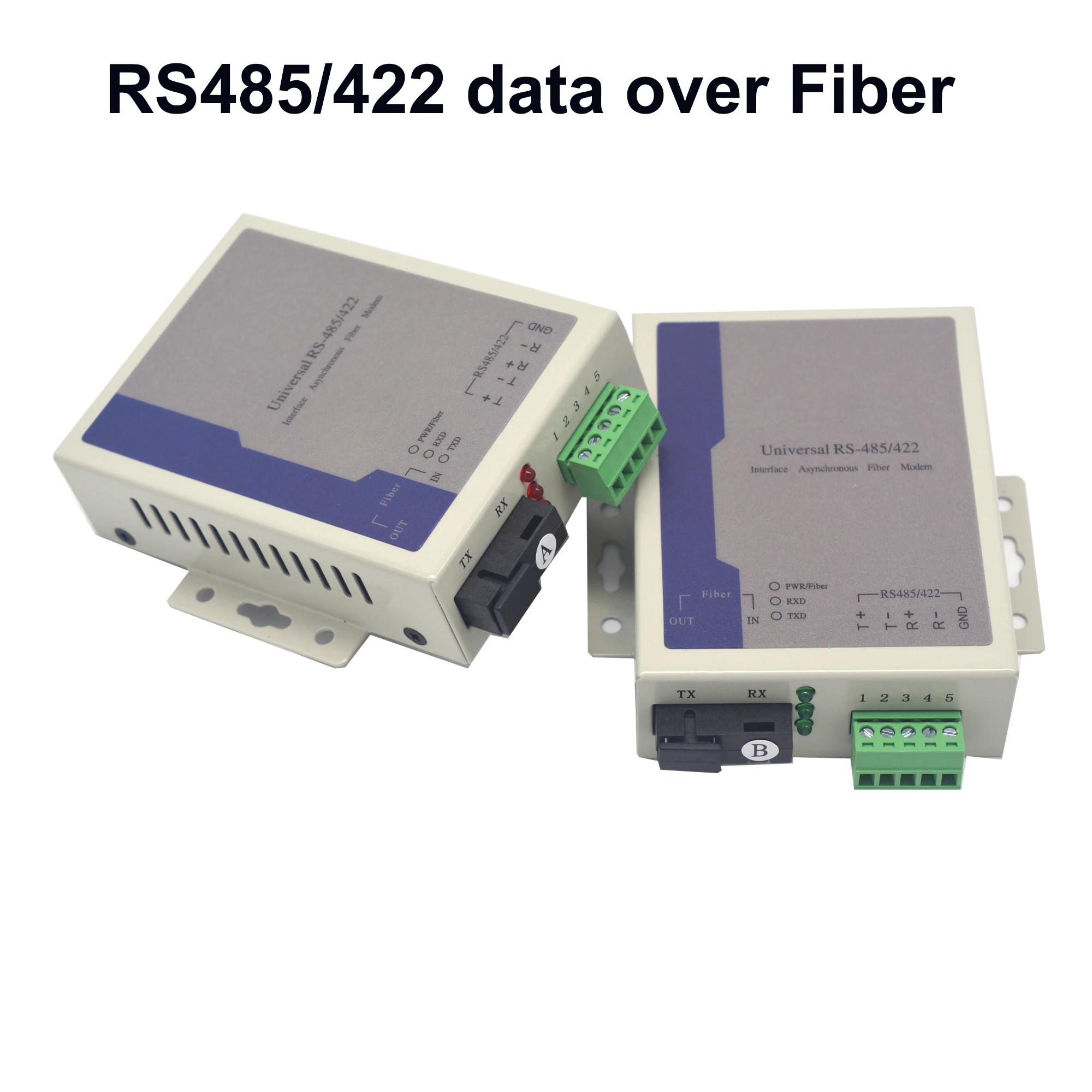 2 BIDI RS485 data over fiber optic Extenders ,RS422 Fiber Converter Adapter,SC Singlemode single fiber 20Km,Mulitmode 500m 1 Kit