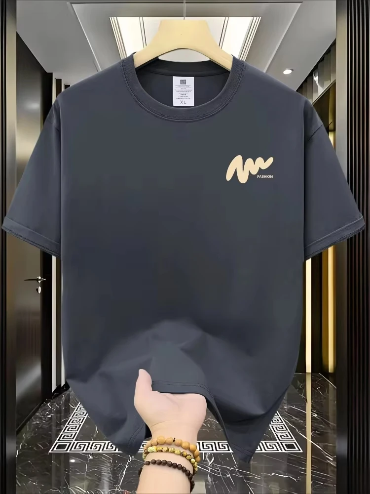 2026 Heißer Verkauf Herren Sommer Lässiges, lockeres, modisches, schlichtes T-Shirt mit Buchstabenmuster, bedruckt, bequem, Rundhals, Kurzarm – Detail 10