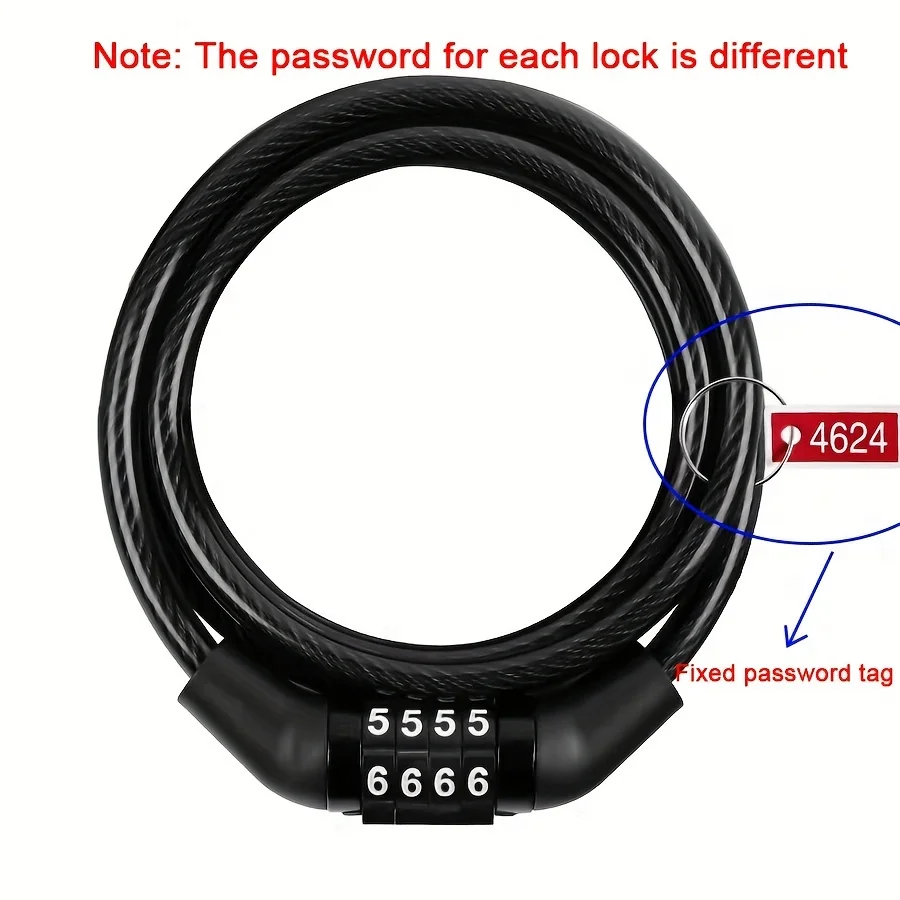 Anti-Theft Bicycle Lock 4 Digit Code Combination Lock Strong Steel Cable Bicycle Street Security Lock Equipment MTB Bike Lock