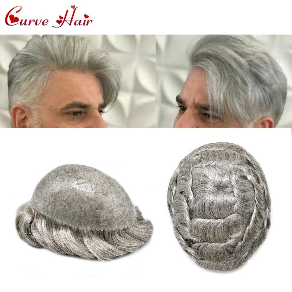 

PU Toupee for Men Remy Human Hair System 0.10mm Thin Skin Mens Capillary Prosthesis Male Toupee Durable Hair Units Wigs for Man