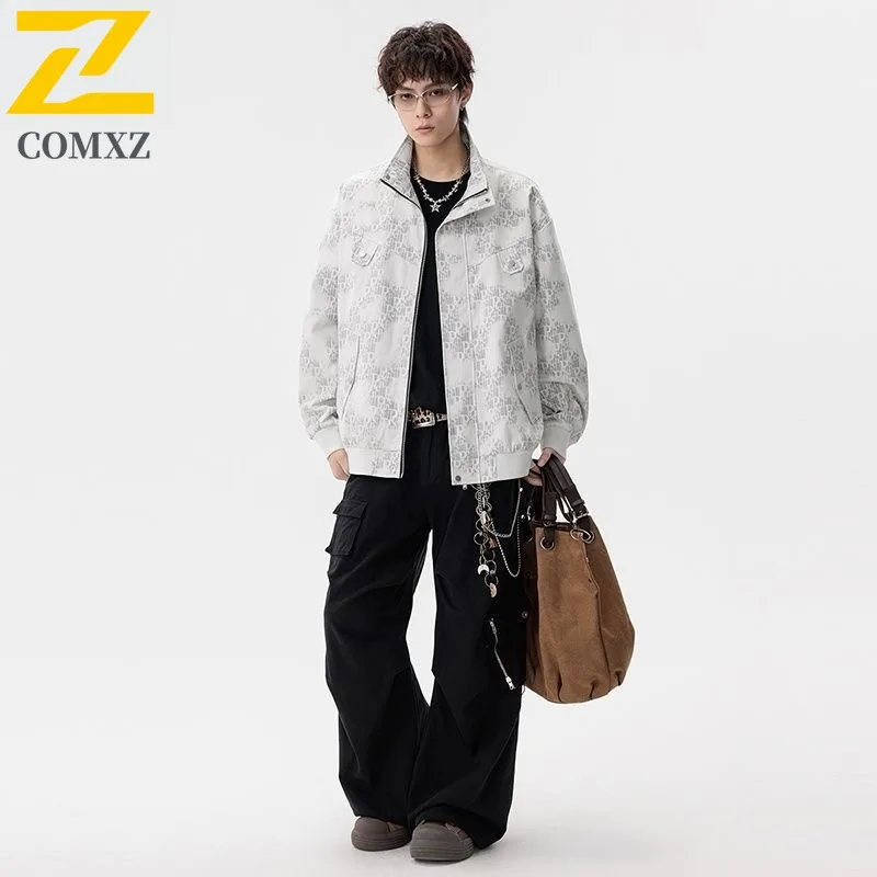 

COMXZ Мужская куртка Новый воротник-стойка Пеший туризм Путешествия Износостойкая ветровка с принтом Дизайн Приключения Износостойкая осенняя одежда