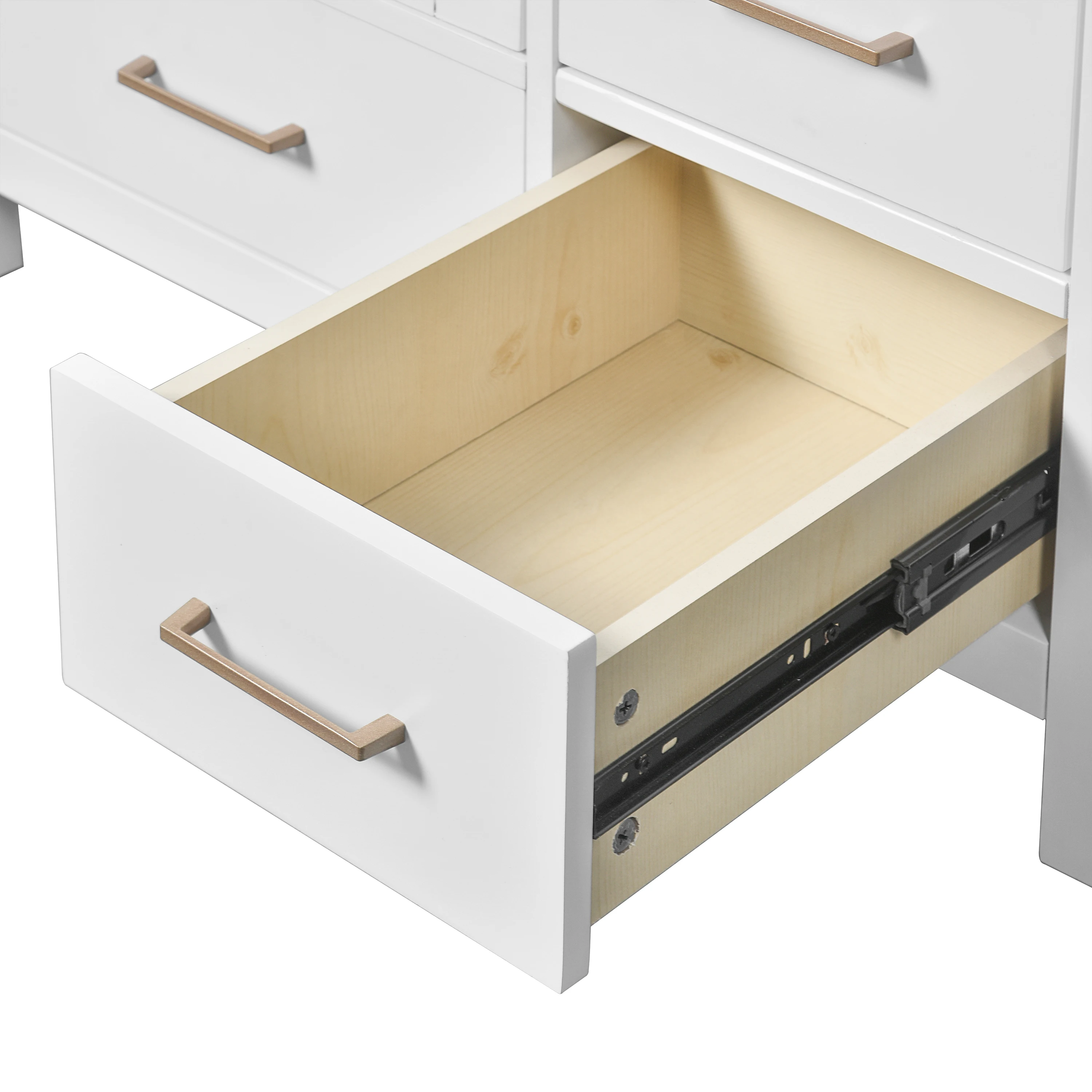 30 Inch Bathroom Vanity with Ceramic Sink, Solid Wood Frame Bathroom Storage Cabinet with 4 Drawers and Soft Closing Doors