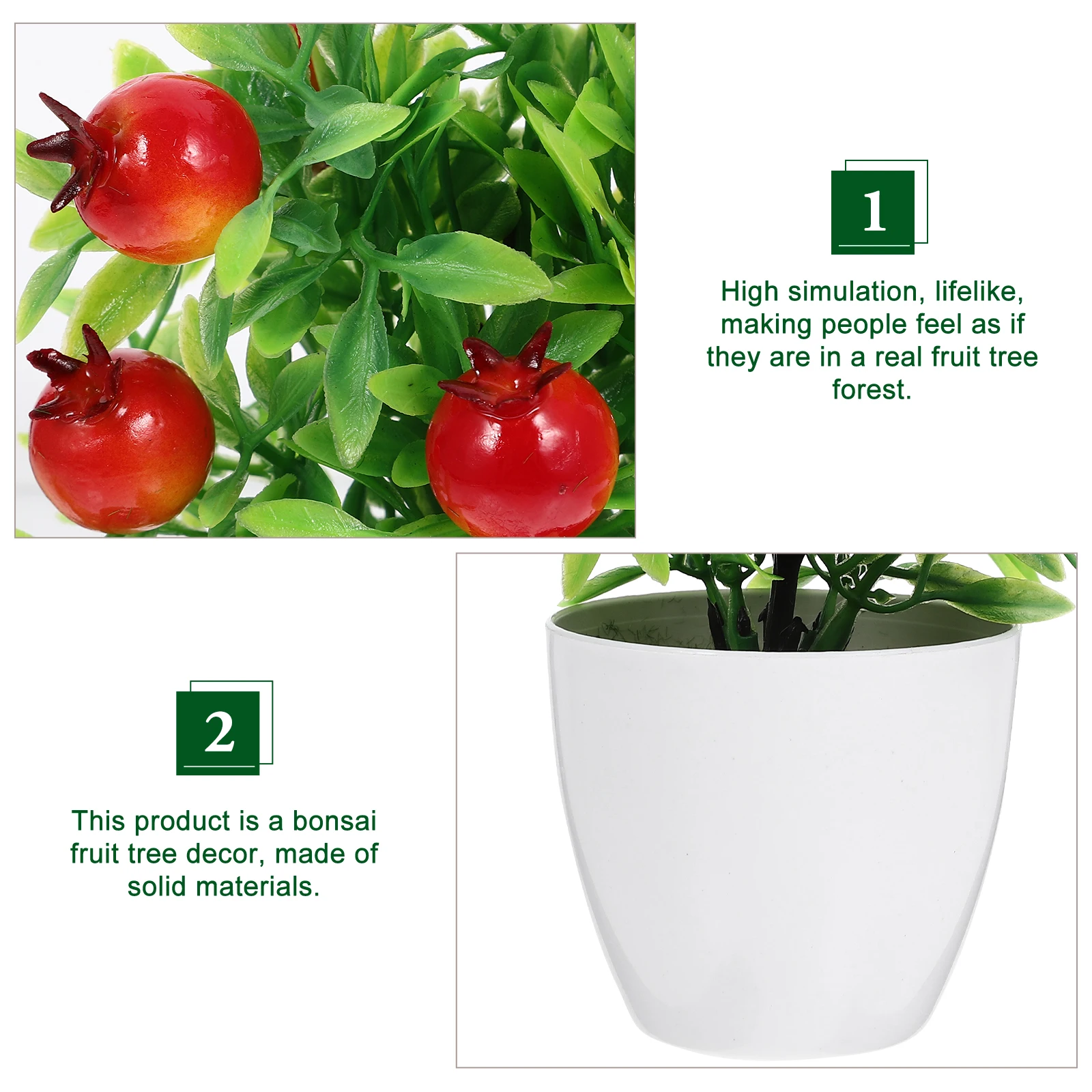 

2pcs Artificial Fruit Tree Bonsai Potted Plant Fake Fruits For Kitchen Decor Small Fruit Tree Exquisite