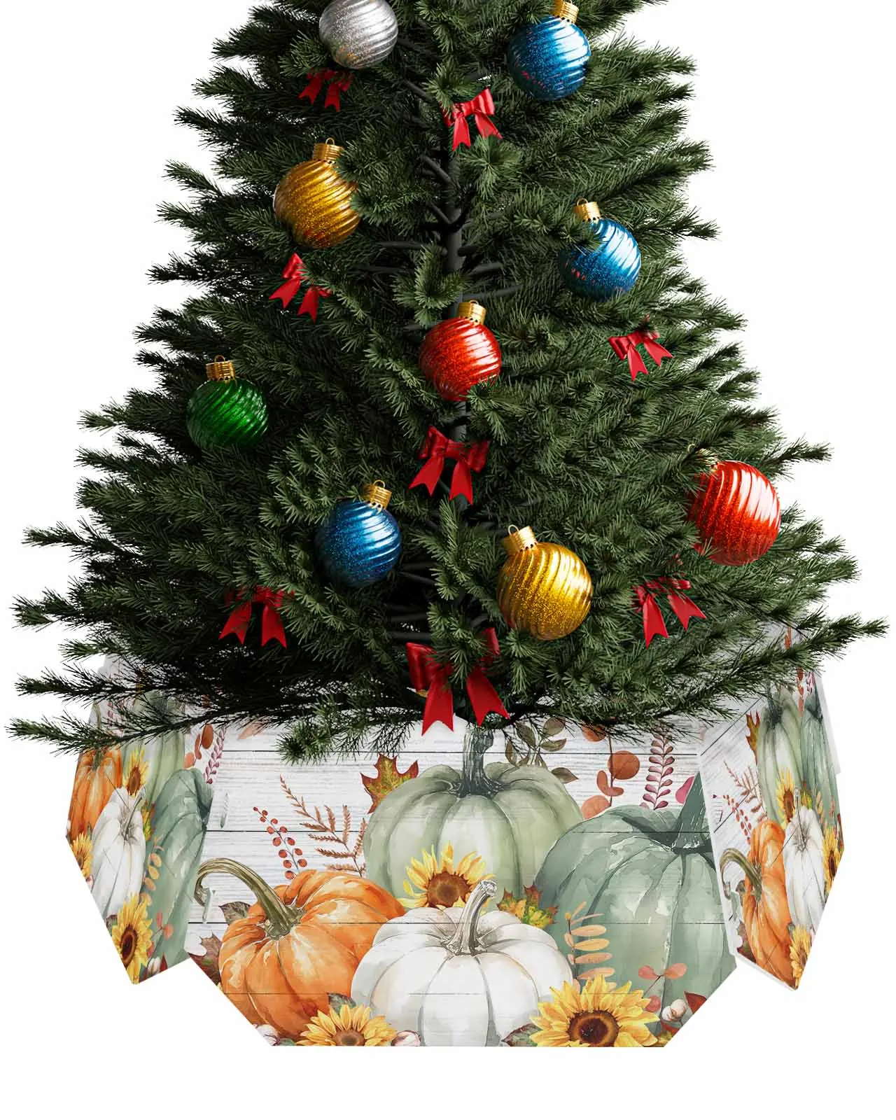 Leaf Sunflower Green Pumpkin Christmas Tree Creative Printed stereoscopic Tree Bottom Decoration Festival Party Tree Skirt