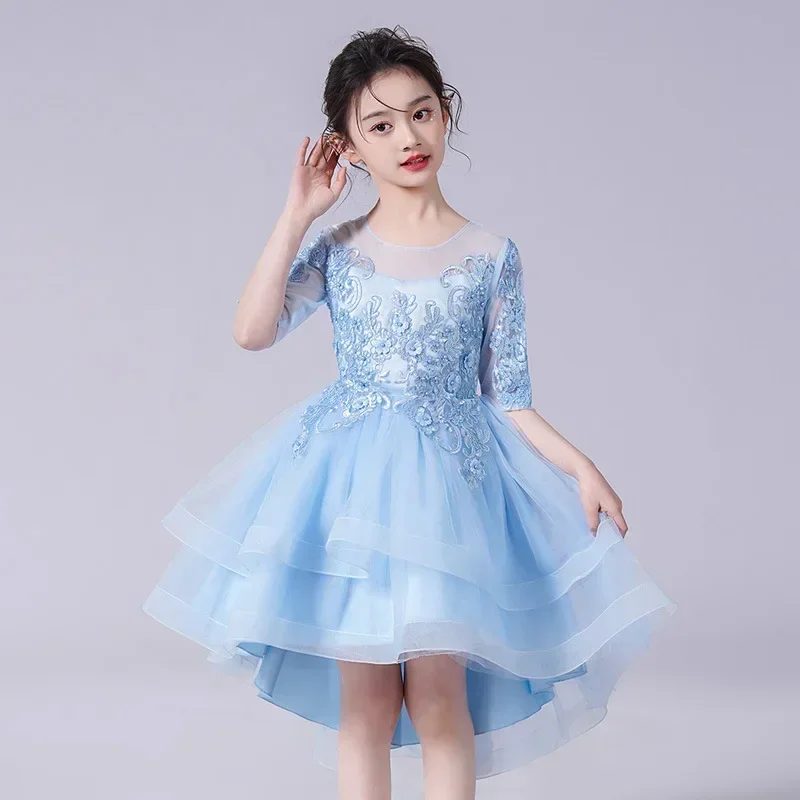 Kids Girl Luxury Evening Prom Gala Dresses Woman Christmas  Wedding Elegant Party White From 6 8 To 10 12 Years Old Long Costume