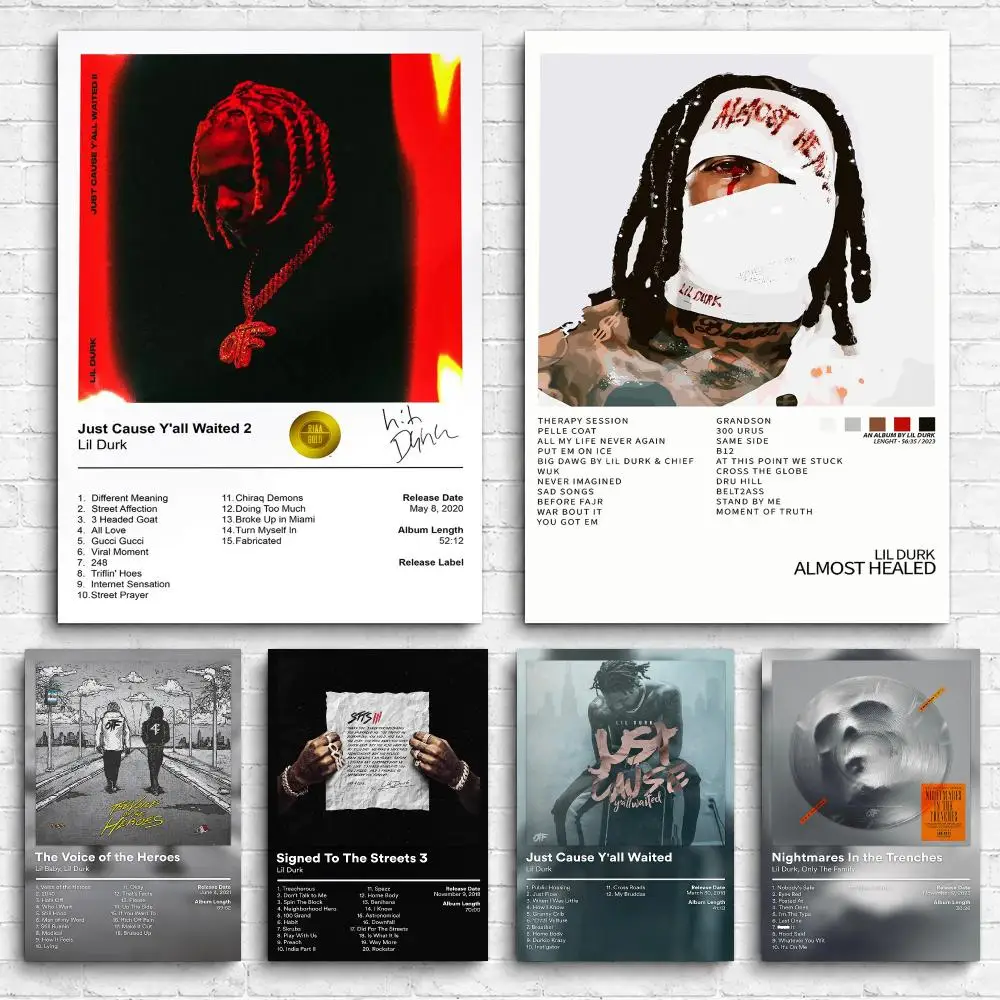 Rapper Album L-Lil D-Durk Framed Wall Painting Ready to Hang Canvas Poster for Bedroom Living Room Hallway Home Decor Gift
