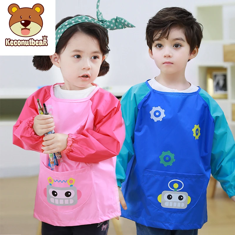 0-12 Years Old Children Waterproof Long Sleeve Painting Cooking Apron School Smock Learning Education Aprons Toys Birthday Gift