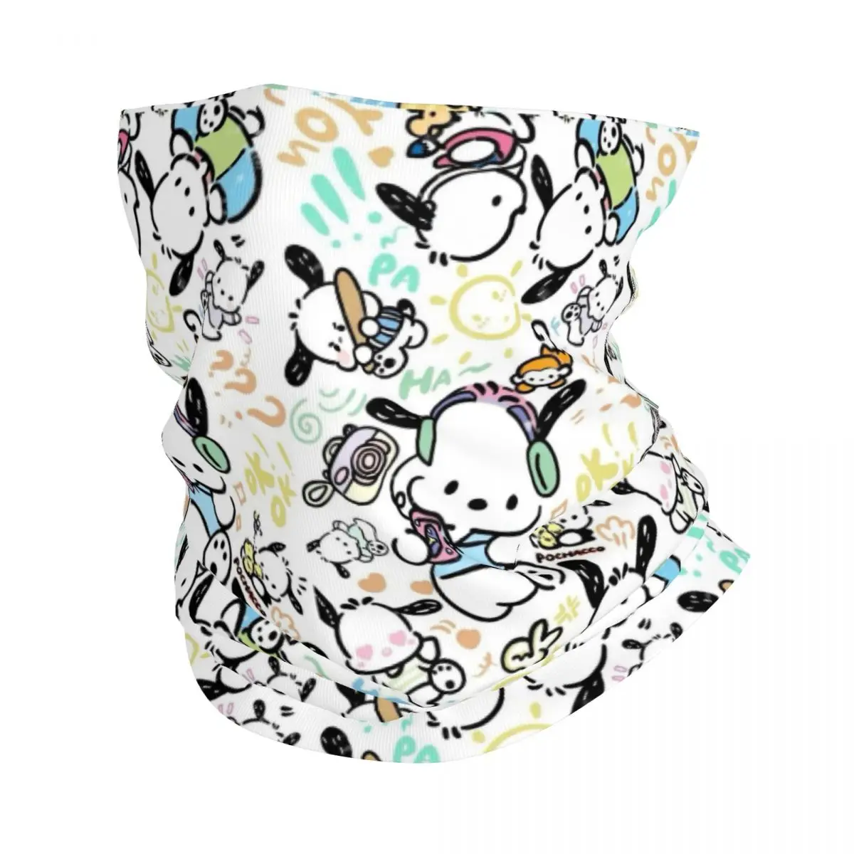 Custom Pochacco Bandana Neck Gaiter for Hiking Camping Women Men Wrap Scarf Cartoon Cute Headband Warmer