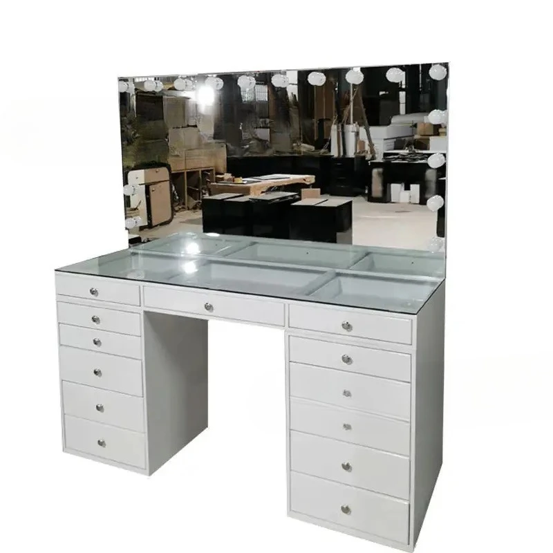 

Beauty salon dressing table with LED lamp stand