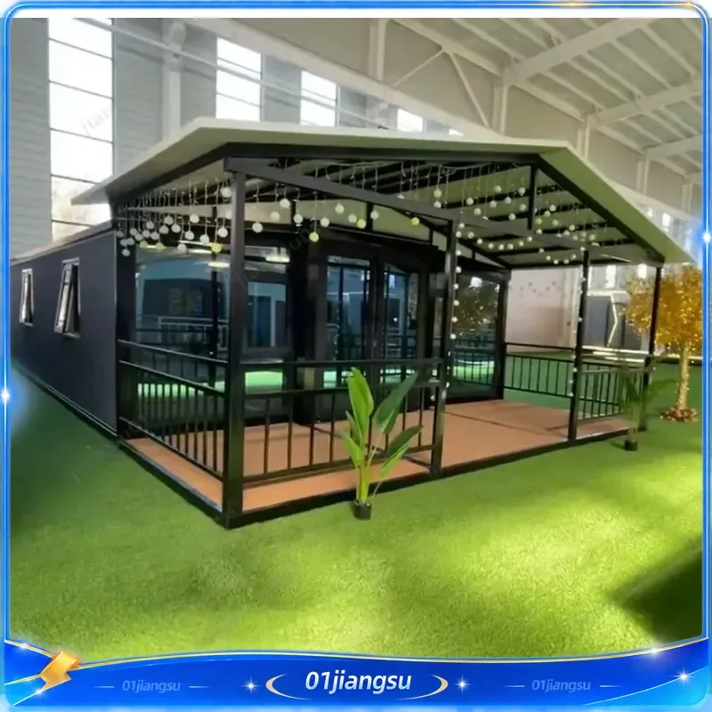 40ft Double Wing Foldable Container House 3 Bedroom Mobile Home with Kitchen Luxury Prefab Living Space Garden Greenhouse