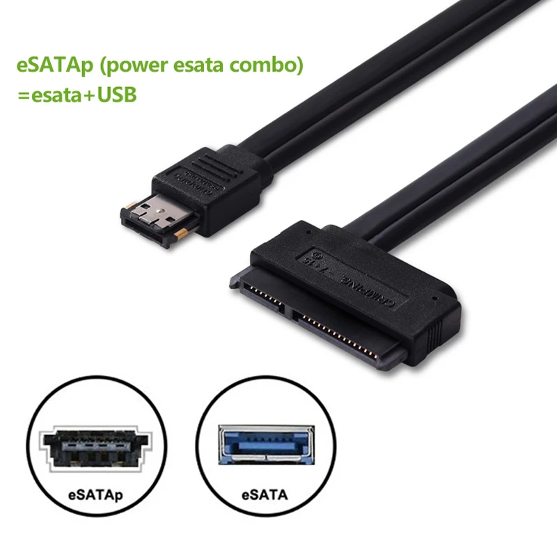 Lingale eSATA USB eSATAp Dual Power 12V 5V Cable eSATAp to SATA 7+15 22Pin Data Hard Disk Adapter Cable for 2.5\