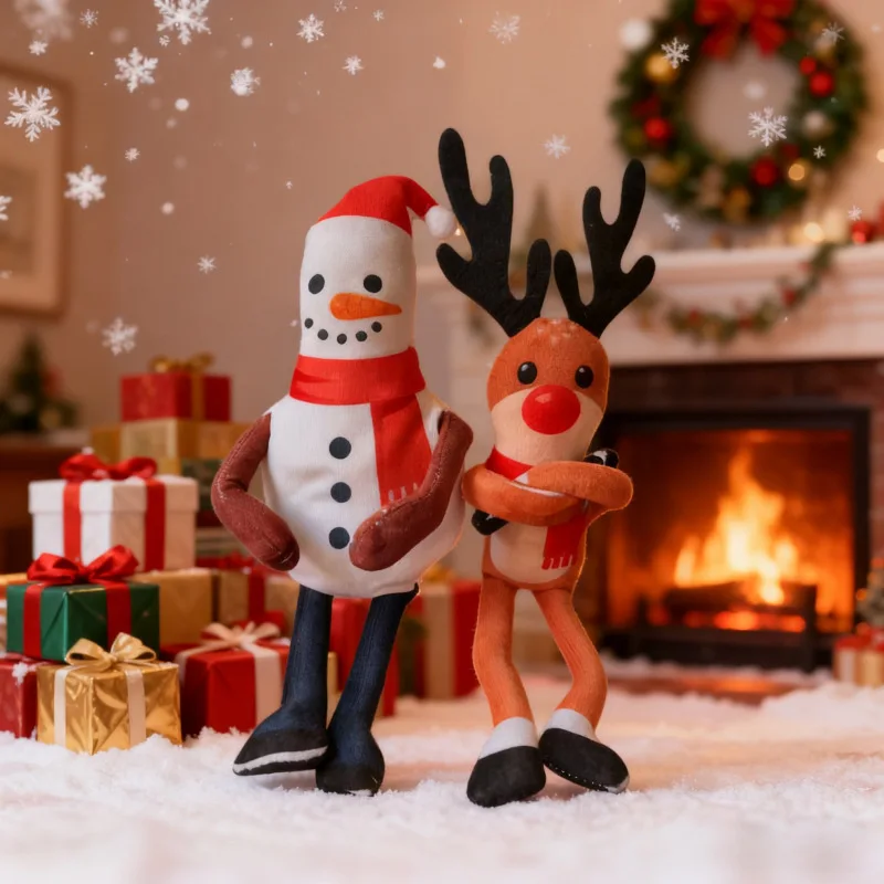 Christmas Snowman Plush Toy Funny Christmas Deer Plushies With Wire Frame Separable Limbs Abstract Doll Christmas Decorgift