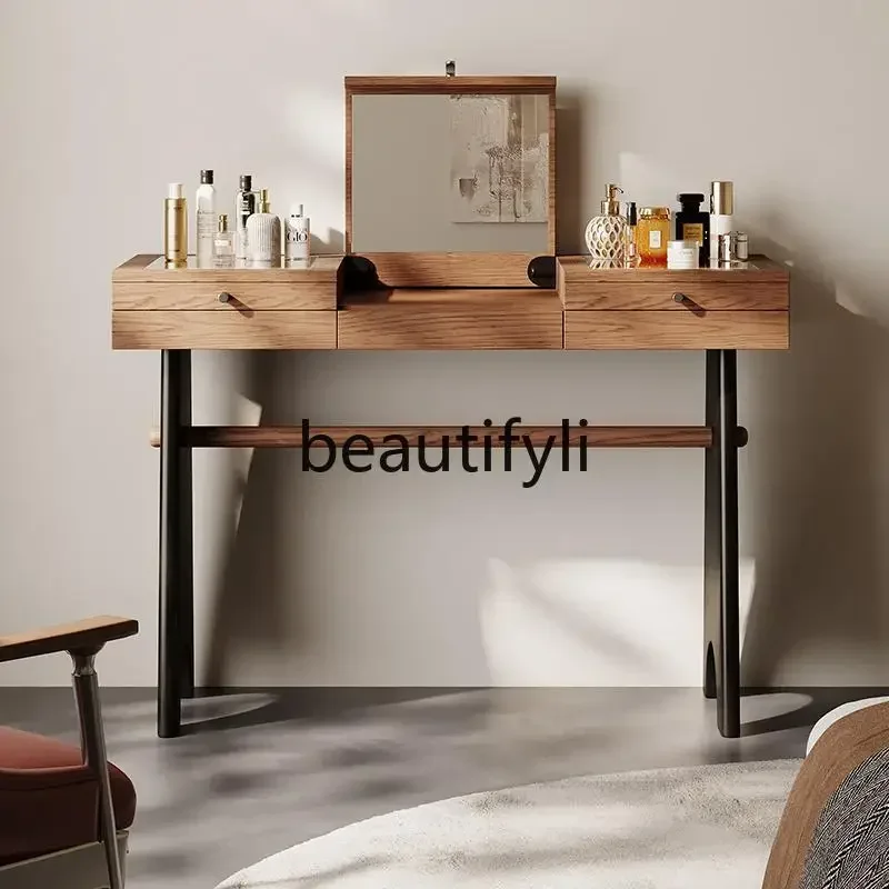 M178 2025 new bedroom solid wood clamshell makeup table high-end designer medieval makeup table
