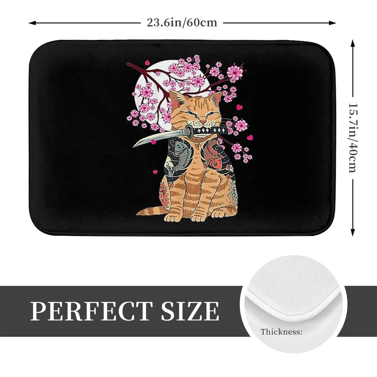 Catana Cats Retro Samurai Yakuza Holder Non-slip Doormat Floor Mat Antiwear Carpet Rug for Kitchen Entrance Home Bathroom Mats