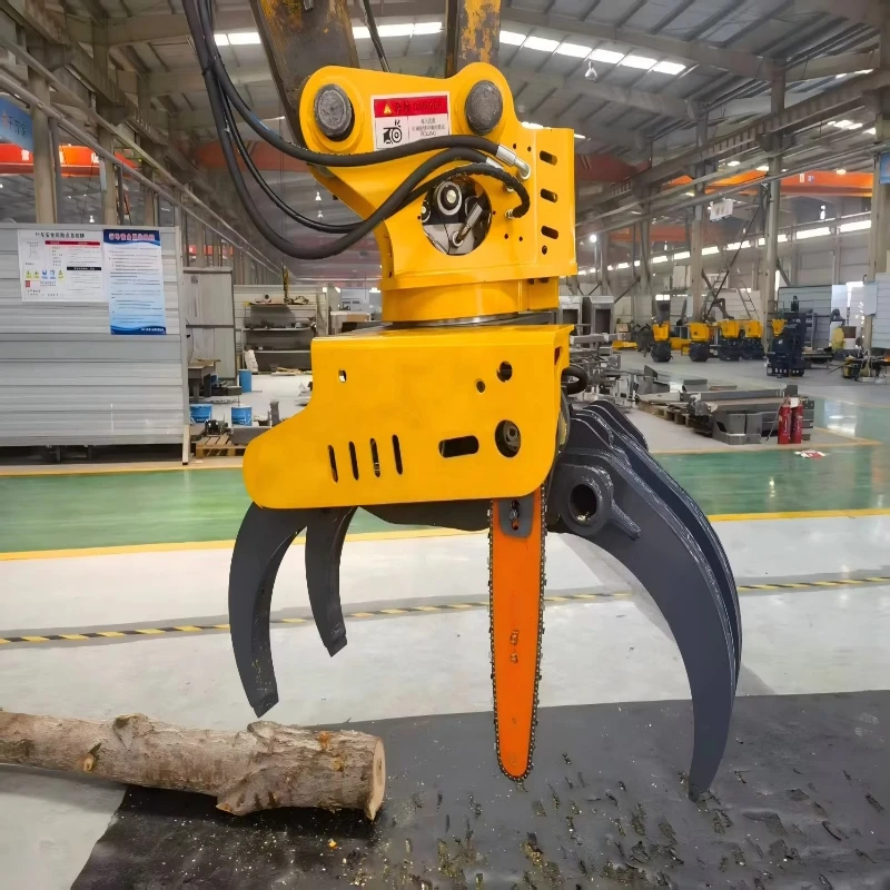 360° Rotating Excavator Hydraulic Tree Shear Grapple with Saw Log Grapple Cutting Chain Saws