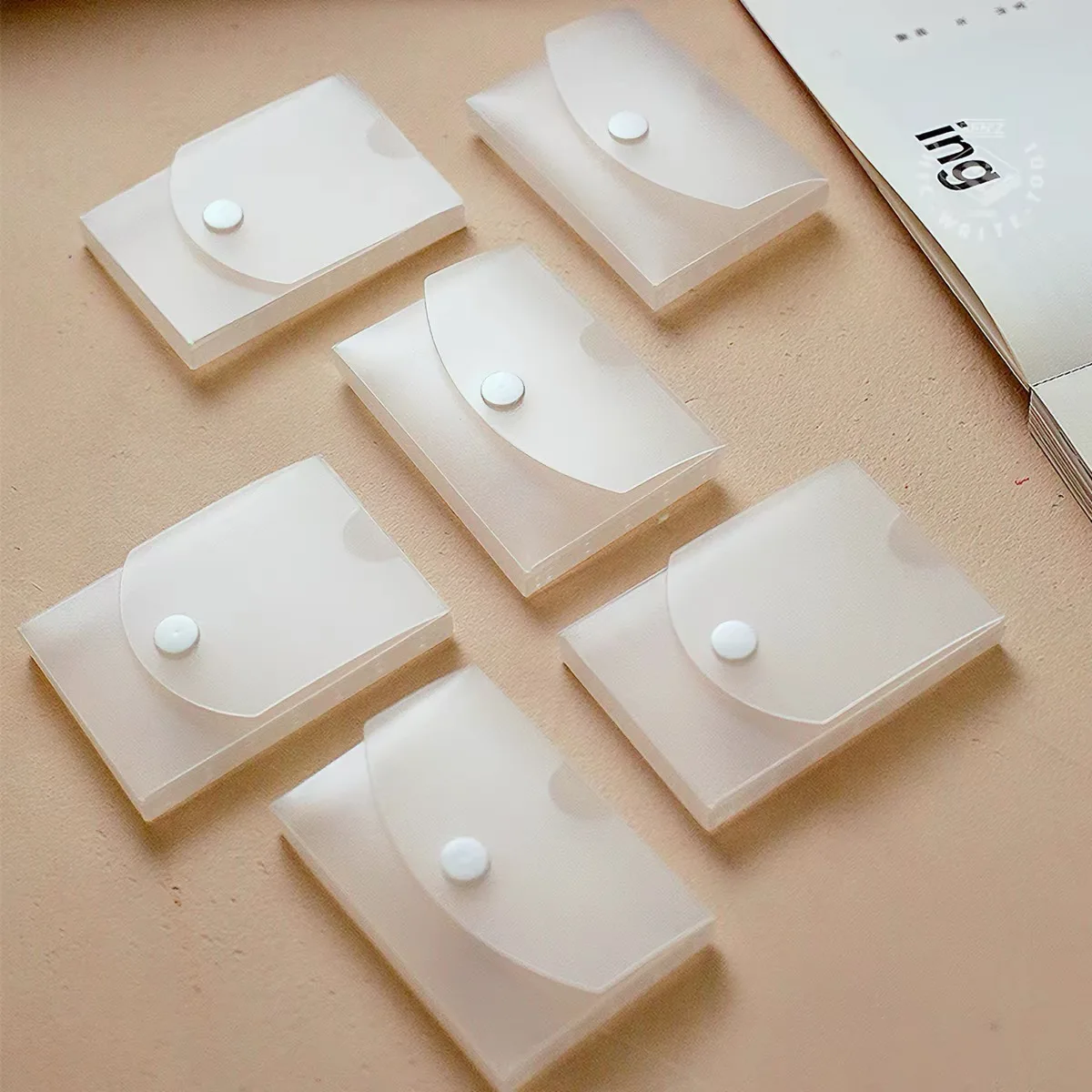 Ins portable frosted Storage box hand account material small card material DIY multifunctional tabletop transparent flip box