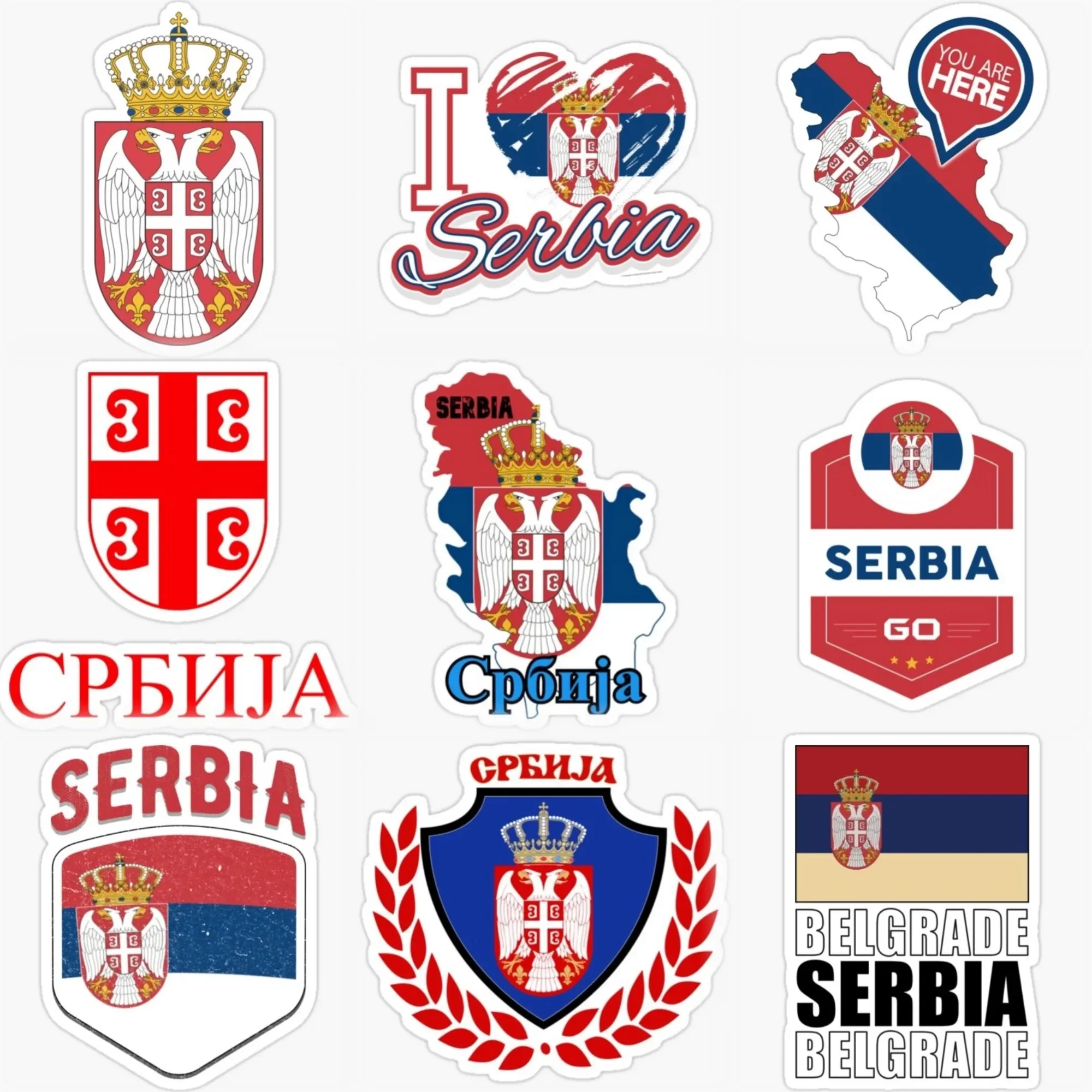 

Serbia SRB Flag Map National Emblem Creative Sticker for Decorate Car Van Bicycle Helmet Window Fridge Wall Decal Accessories