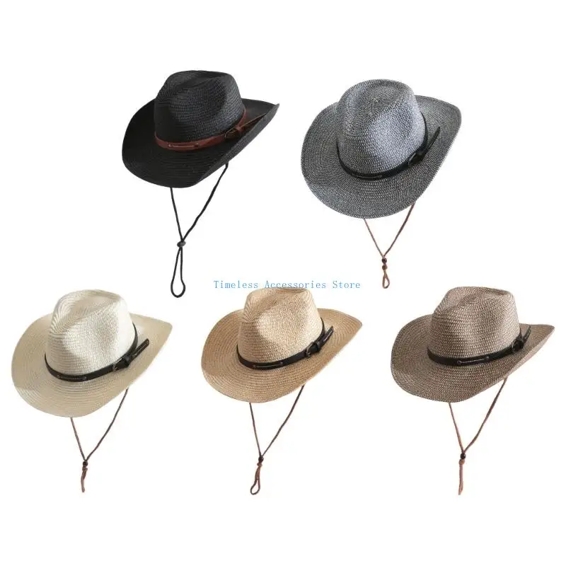 

97QE Breathable Panama Hat Paper Straw Hat for Outdoor Adventures and Music Event