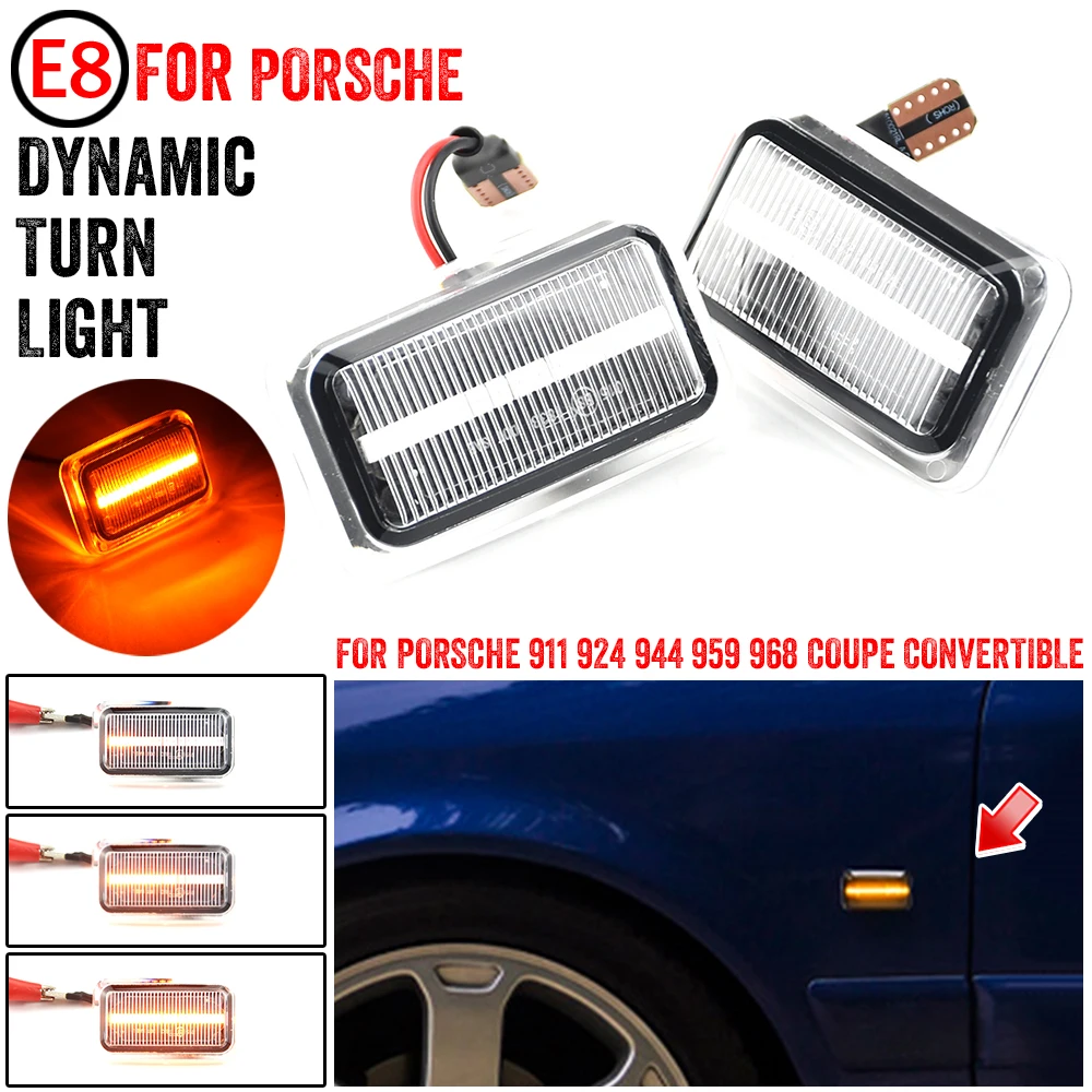 

Smoked Dynamic Amber Led Side Marker Lights For Porsche 911 924 944 959 968 For Audi 100 200 A6 80 90 For VW Golf I II Passat