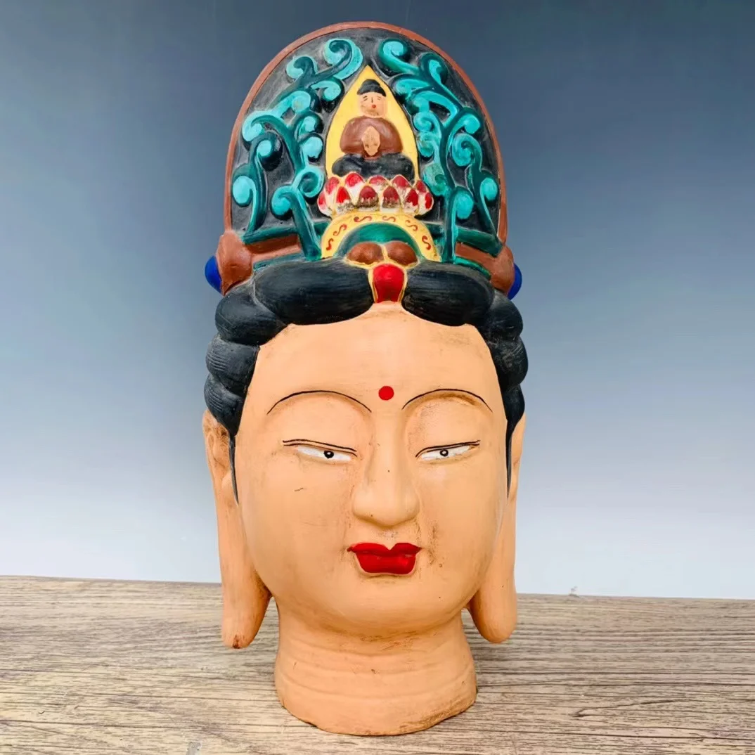 Rare ola song Dynasty Hand painted glaze porcelian Buddha head Statue