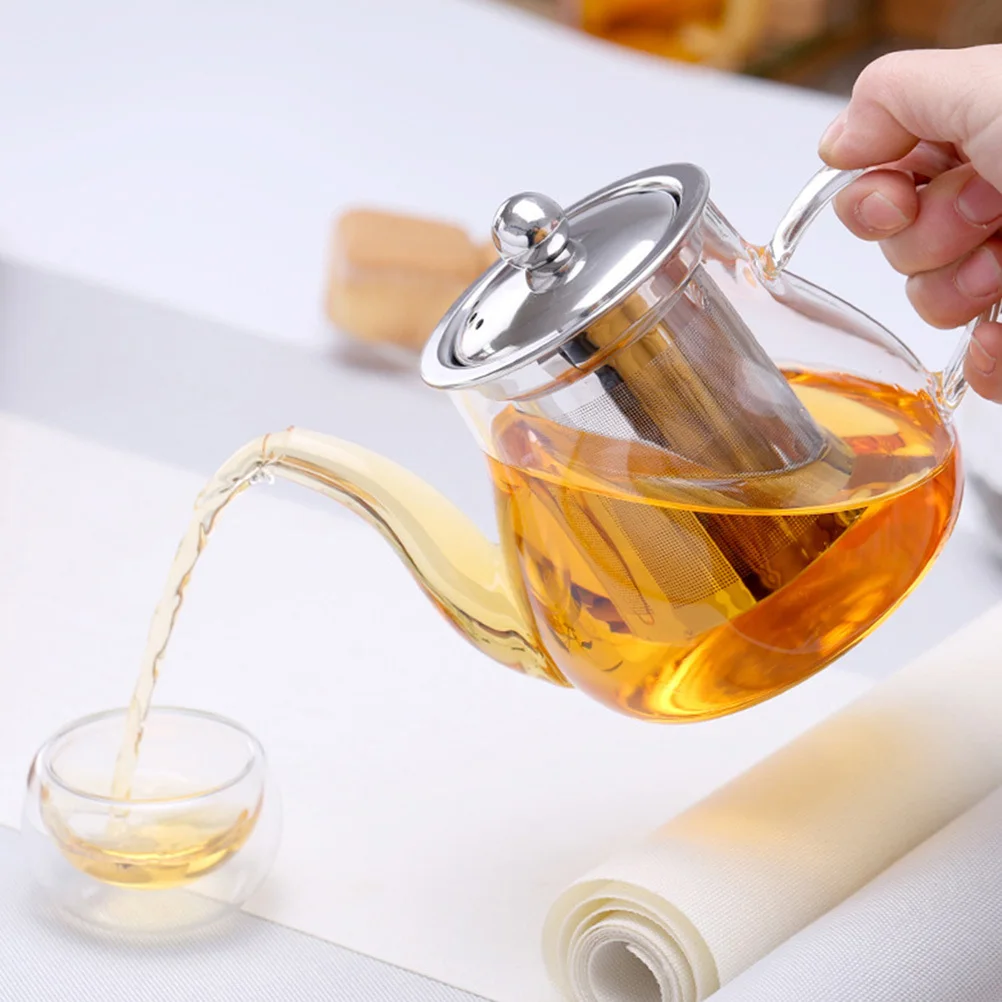 

1Set Heat Resistant Glass Tea Kettle Stainless Steel Infuser Home Clear Pot Loose Leaf Tea Blooming Water Pitcher