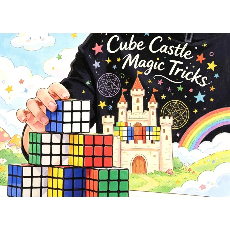 キューブキャッスルイリュージョンステージマギア-クローズアップマジックトリック-マジックキューブの出現と消滅-使いやすいギミック-面白いマジシャン用小道具
