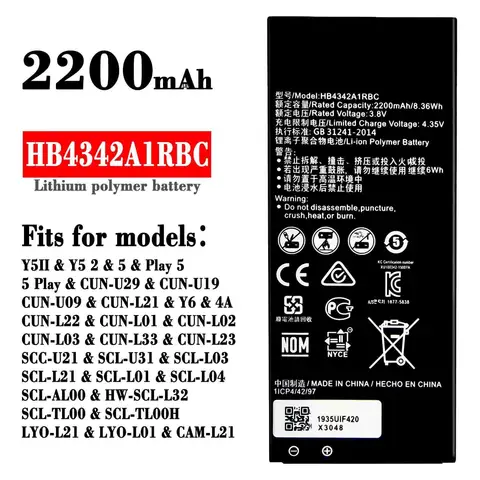 Battery For HUAWEI HB4342A1RBC Y6 Y511 Y5 2 5 Play5 5 Play CUN-U29 4A HW-SCL-L32