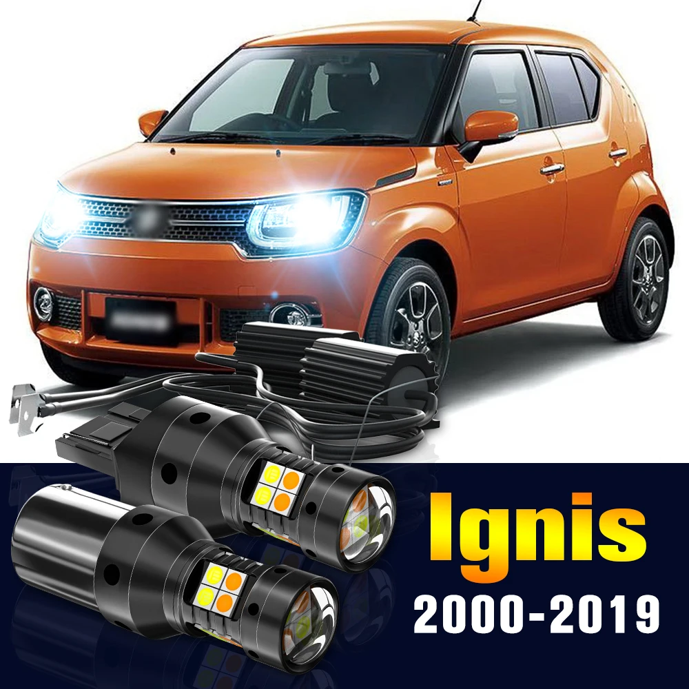 

2pcs LED Dual Mode Turn Signal+Daytime Running Light DRL Lamp For Suzuki Ignis 2000-2019 2005 2006 2007 2016 2017 Accessories