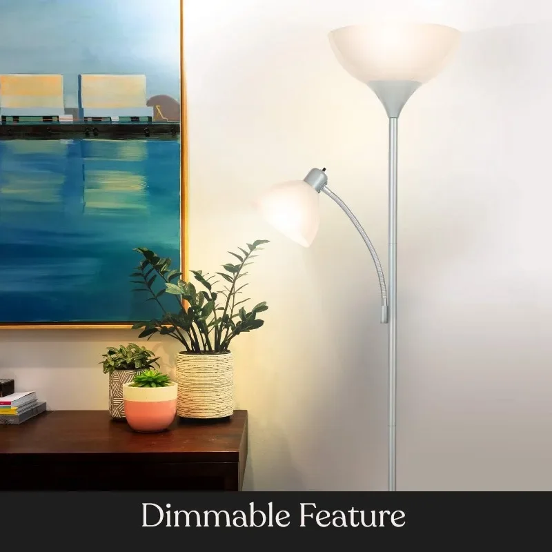 Dome Plus LED Floor lamp, Torchiere Super Bright Floor Lamp with Reading Lamp for Living Rooms & Offices image 6