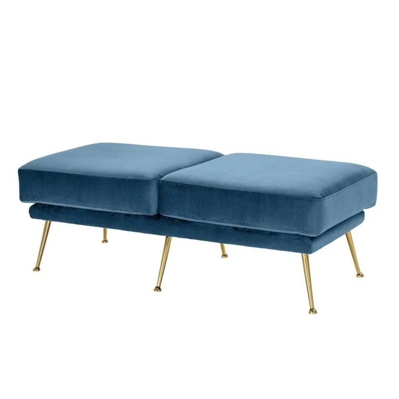 Blue cloakroom changing stool fabric bedside stool metal rest bench shoe changing stool