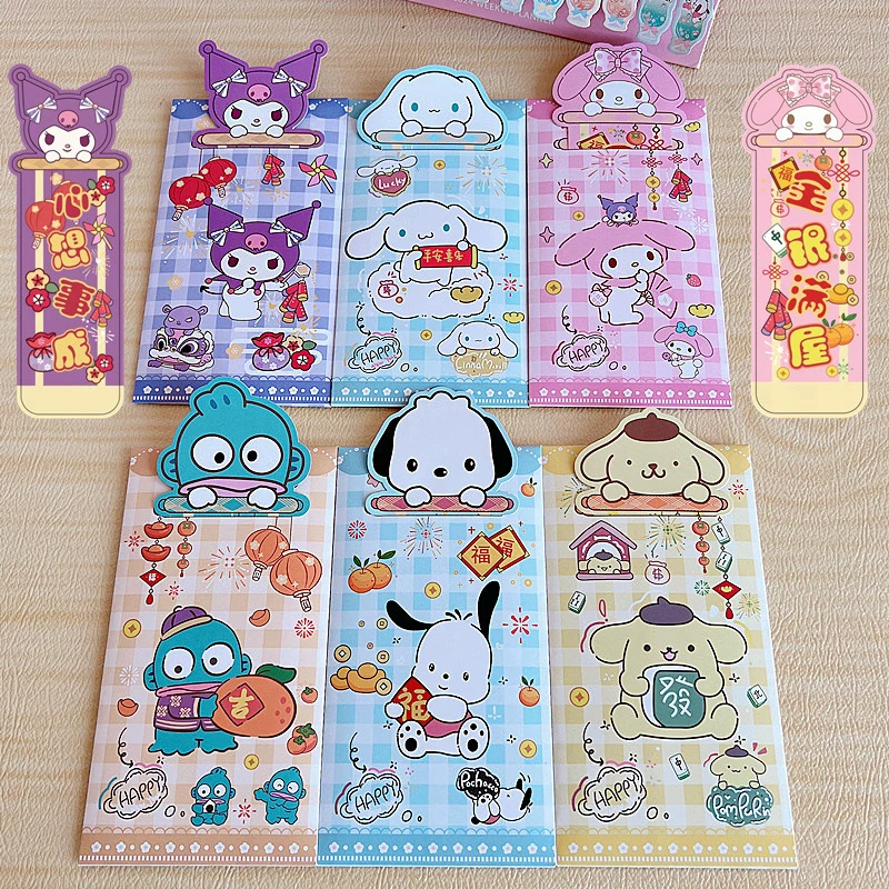 4 Uds Sanrio Kuromi Año Nuevo bendiciones sobres rojos creativos sobres de dinero de la suerte saludos del Festival de Primavera regalos de sobres rojos